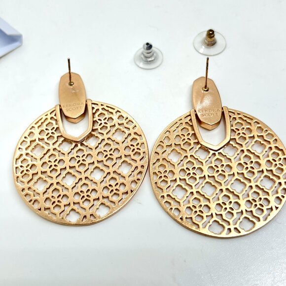 KENDRA SCOTT DIDI ROSE GOLD FILIGREE STATEMENT ROUND DROP EARRINGS NWT NORDSTROM - Picture 8 of 12